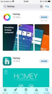 setup homey app store small