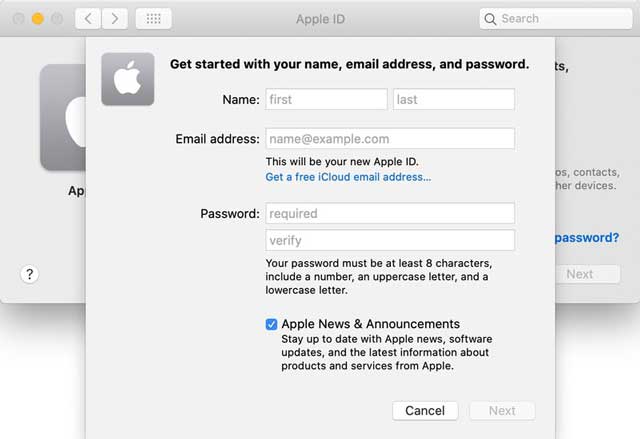 Cách tạo ID Apple trên Mac thông qua tuỳ chọn hệ thống